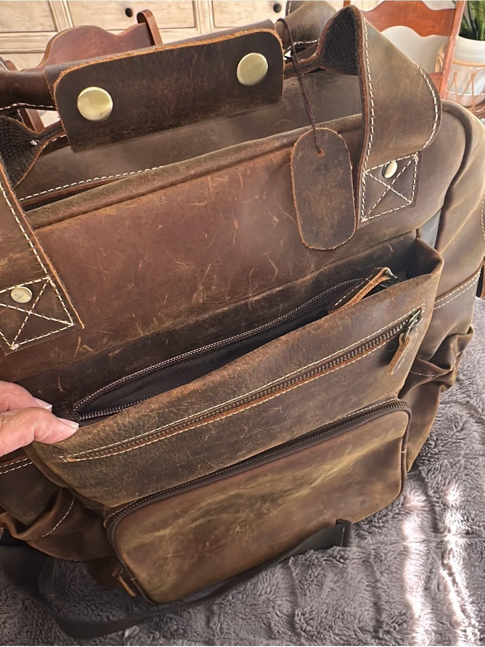 TIDING Leather 16 Inch Laptop Backpack for Office Weekends or Daily (bags22)